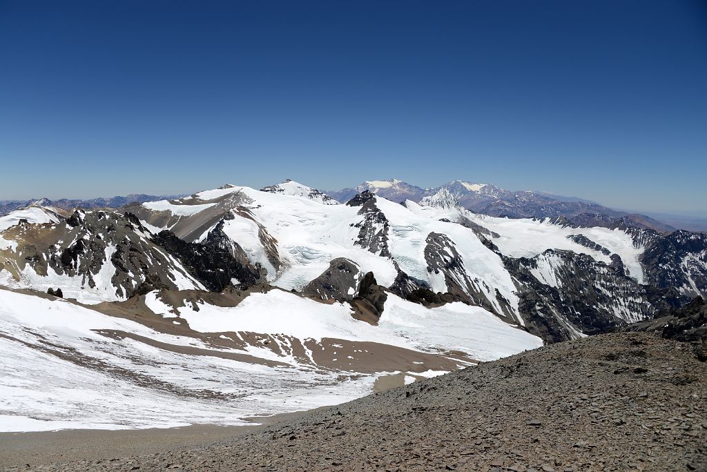 24 Cerro Fitzgerald, Zurbriggen, Cupola de Gussfeldt, Link, Reichert And La Mano With Mercedario, Ramada Beyond From Top Of Hill 5448m Above Ameghino Col Near Aconcagua Camp 2